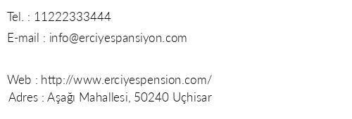 Erciyes Pansiyon Uhisar telefon numaralar, faks, e-mail, posta adresi ve iletiim bilgileri
